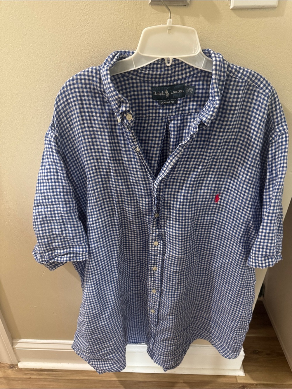 Ralph Lauren Blue and White Gingham Button-Down Shirt
